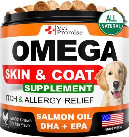 Omega 3 for Dogs Dog Skin and Coat Supplement Fish Oil for Dogs Chews Allergy and Dog Itch Relief Dog Anti Shedding Supplement Dog Dry Skin Treat